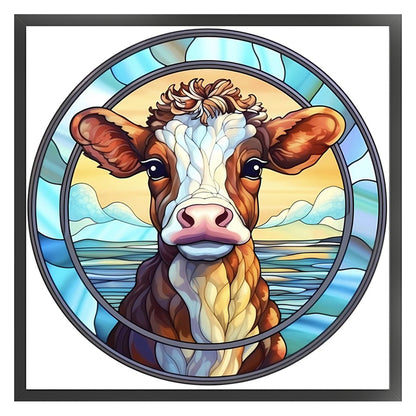 Glass Painting-Cow - 18CT Stamped Cross Stitch 20*20CM