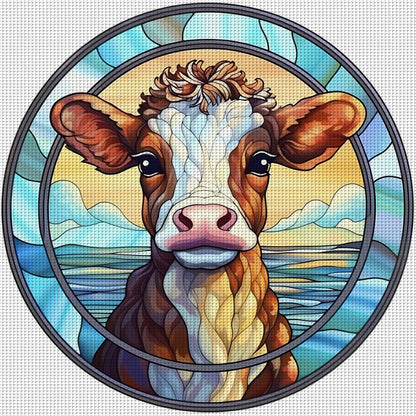 Glass Painting-Cow - 18CT Stamped Cross Stitch 20*20CM