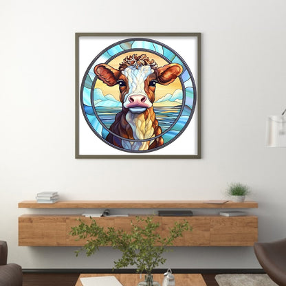 Glass Painting-Cow - 18CT Stamped Cross Stitch 20*20CM