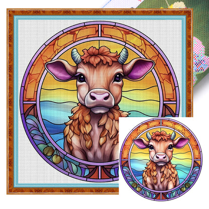 Glass Painting-Cow - 18CT Stamped Cross Stitch 20*20CM