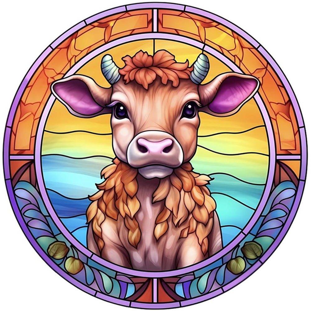 Glass Painting-Cow - 18CT Stamped Cross Stitch 20*20CM