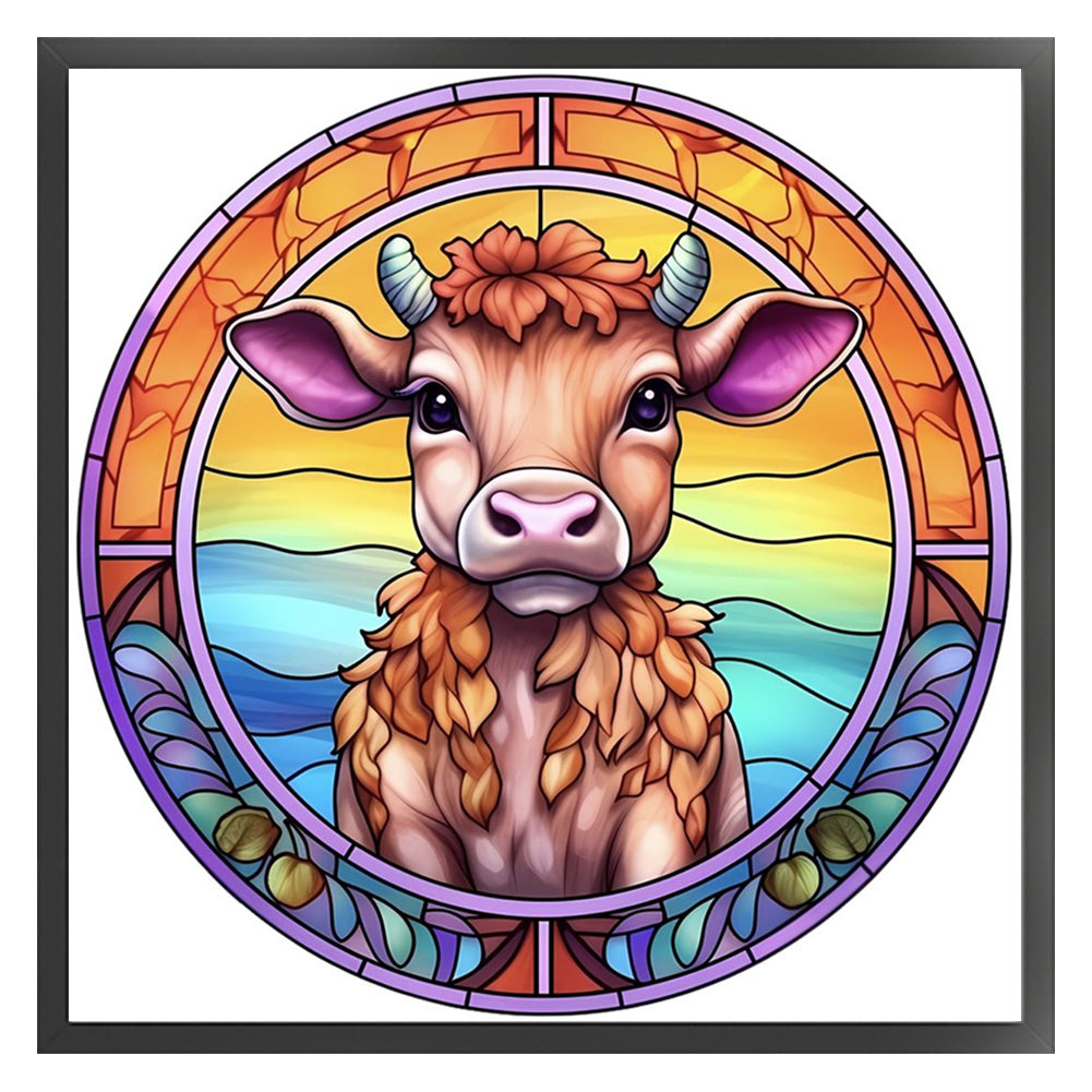 Glass Painting-Cow - 18CT Stamped Cross Stitch 20*20CM