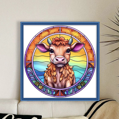 Glass Painting-Cow - 18CT Stamped Cross Stitch 20*20CM