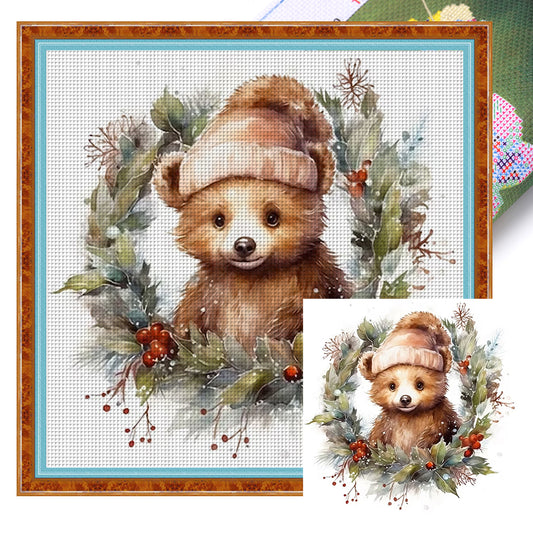 Christmas Bear - 18CT Stamped Cross Stitch 30*30CM