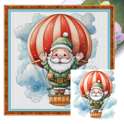 Hot Air Balloon Santa - 18CT Stamped Cross Stitch 20*20CM