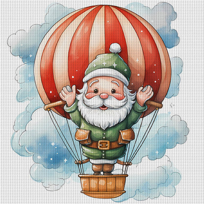 Hot Air Balloon Santa - 18CT Stamped Cross Stitch 20*20CM