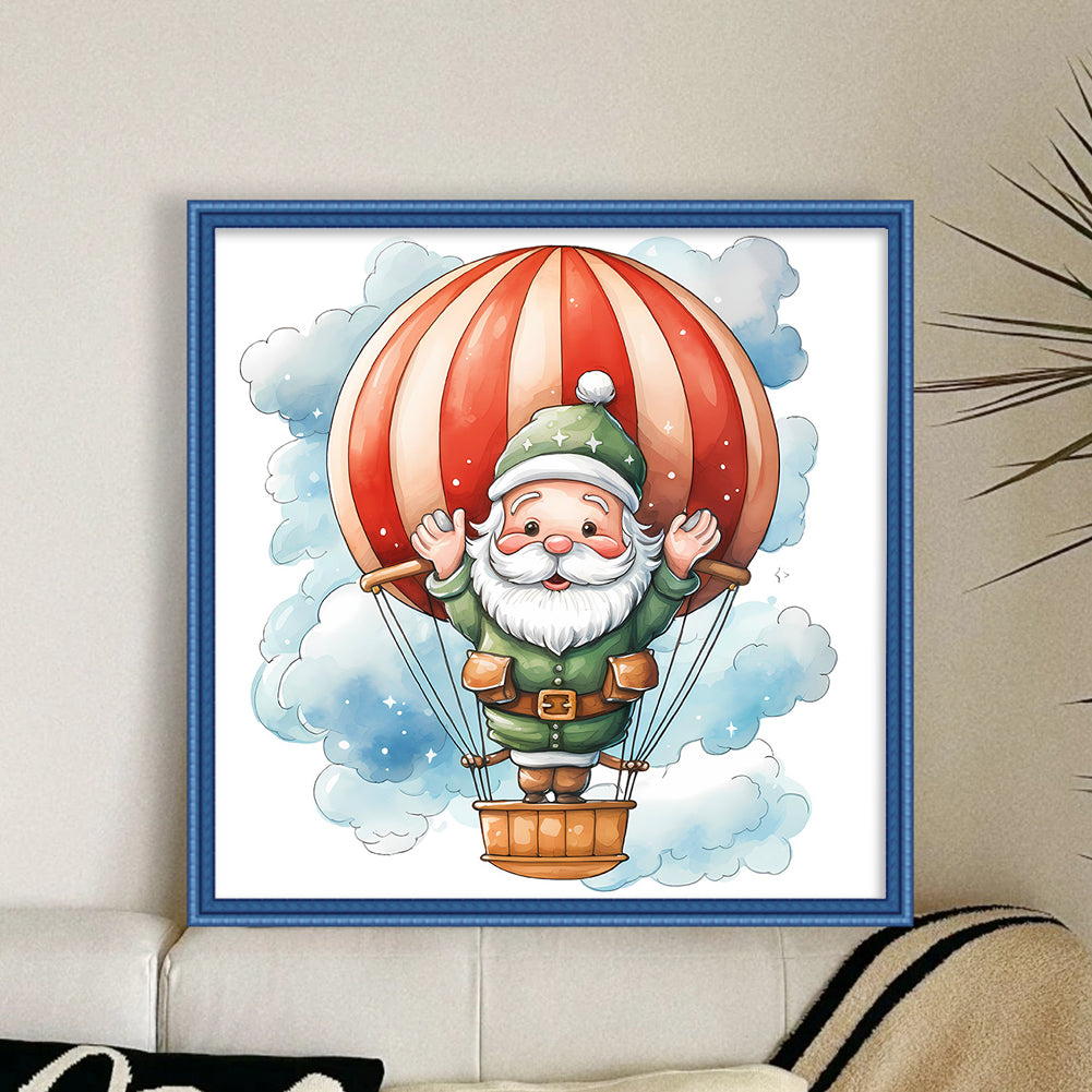 Hot Air Balloon Santa - 18CT Stamped Cross Stitch 20*20CM