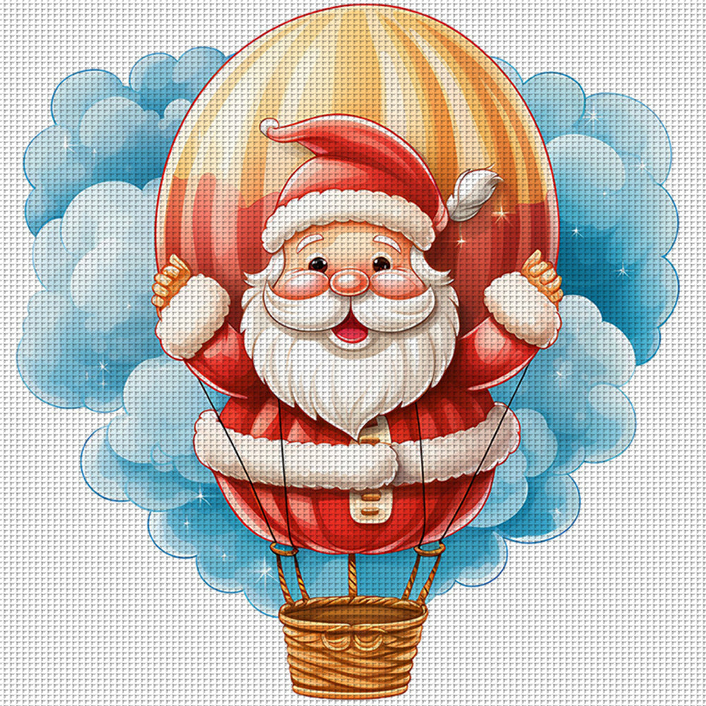 Hot Air Balloon Santa - 18CT Stamped Cross Stitch 20*20CM