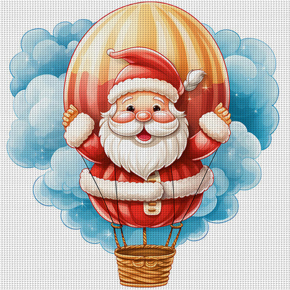 Hot Air Balloon Santa - 18CT Stamped Cross Stitch 20*20CM