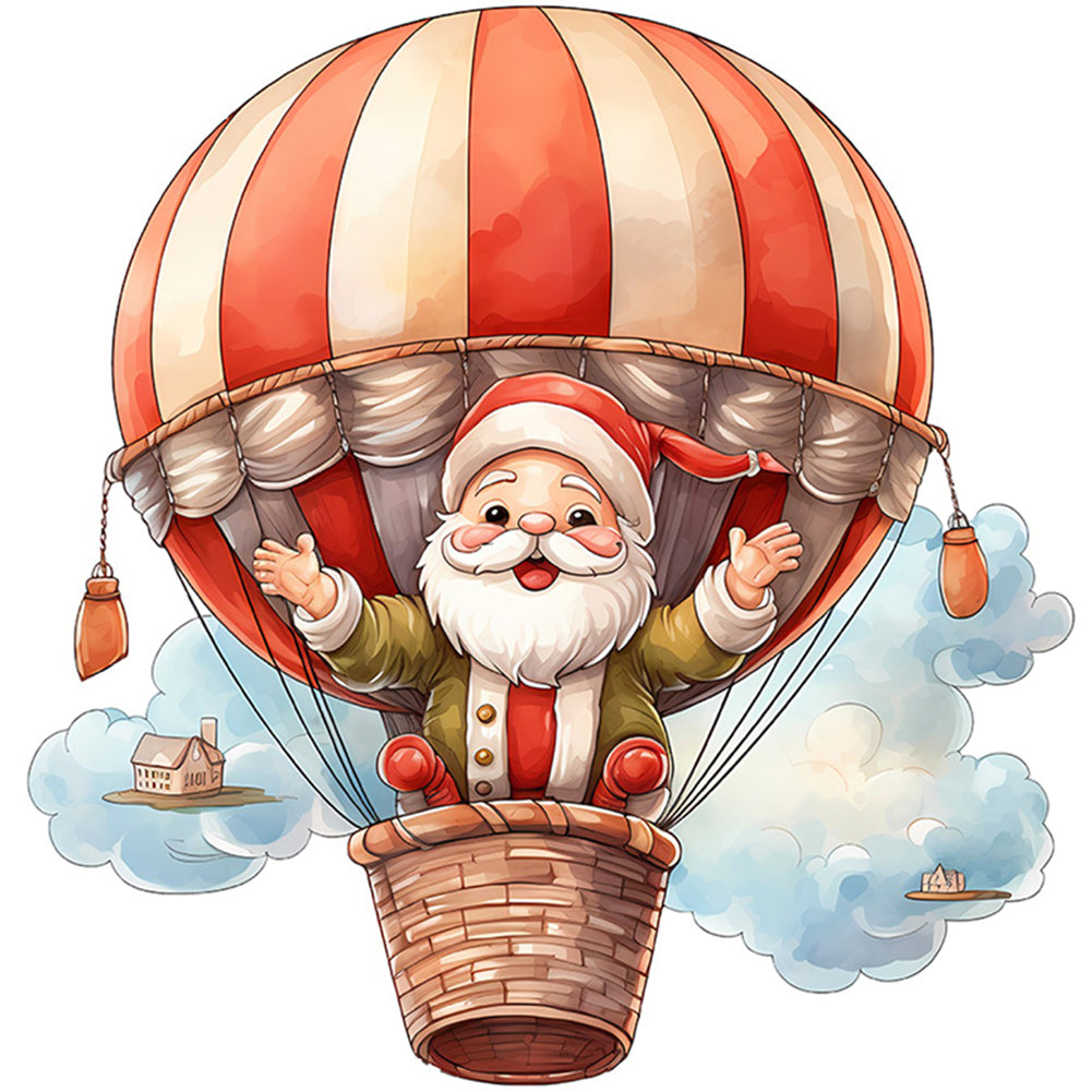 Hot Air Balloon Santa - 18CT Stamped Cross Stitch 20*20CM