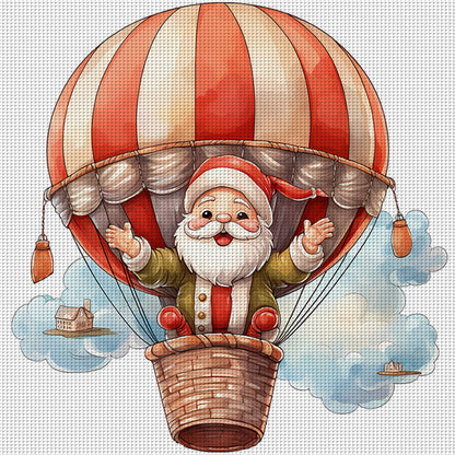 Hot Air Balloon Santa - 18CT Stamped Cross Stitch 20*20CM