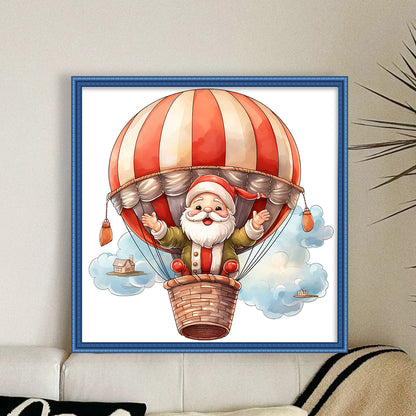 Hot Air Balloon Santa - 18CT Stamped Cross Stitch 20*20CM