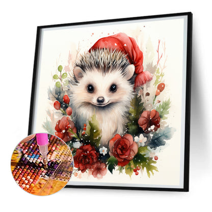 Christmas Winter Hedgehog - Full Round Drill Diamond Painting 30*30CM