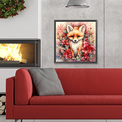 Christmas Winter Fox - Full Round Drill Diamond Painting 30*30CM