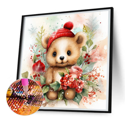 Christmas Winter Bear - Full Round Drill Diamond Painting 30*30CM