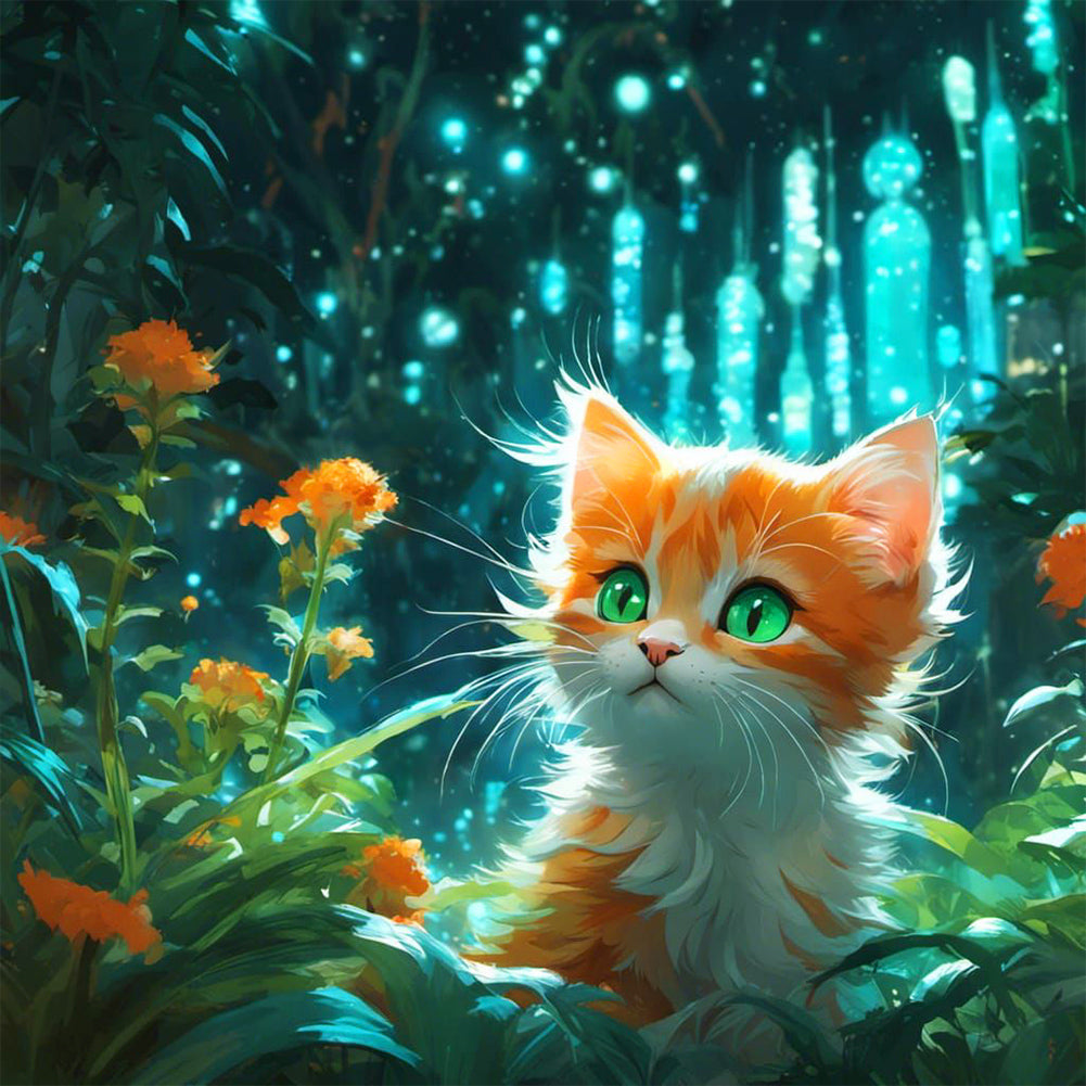 Forest Kitten - Full Round Drill Diamond Painting 30*30CM