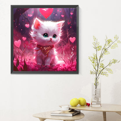 Pink Kitten - Full Round Drill Diamond Painting 30*30CM