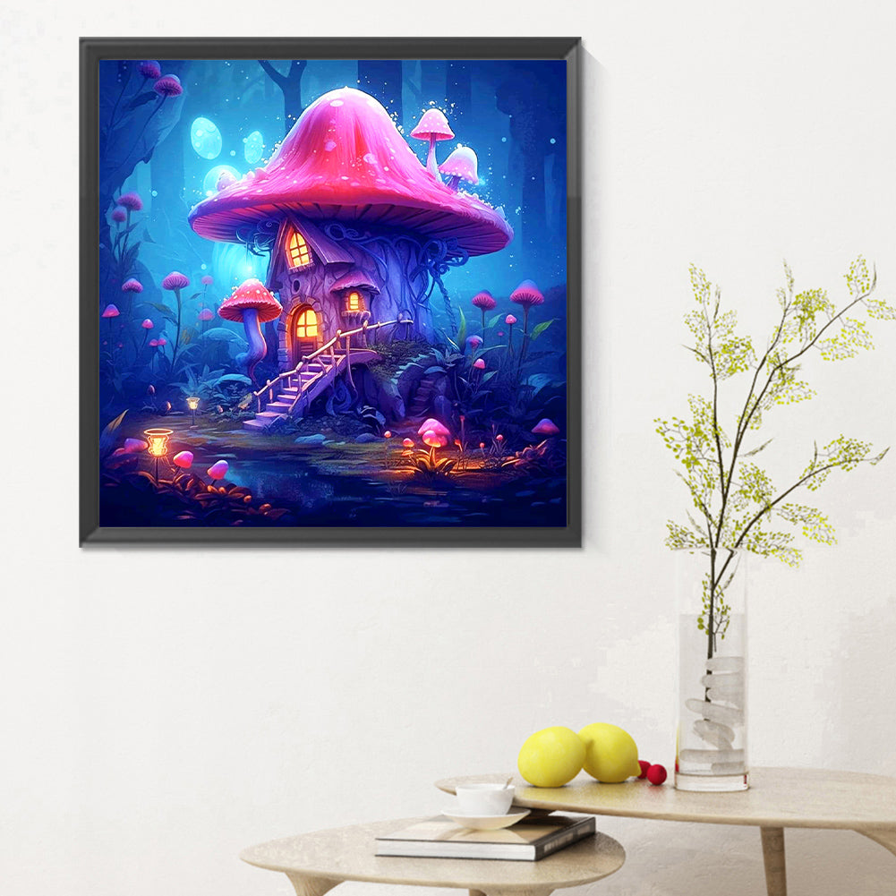 Purple Mushroom Hut - Full Round Drill Diamond Painting 30*30CM