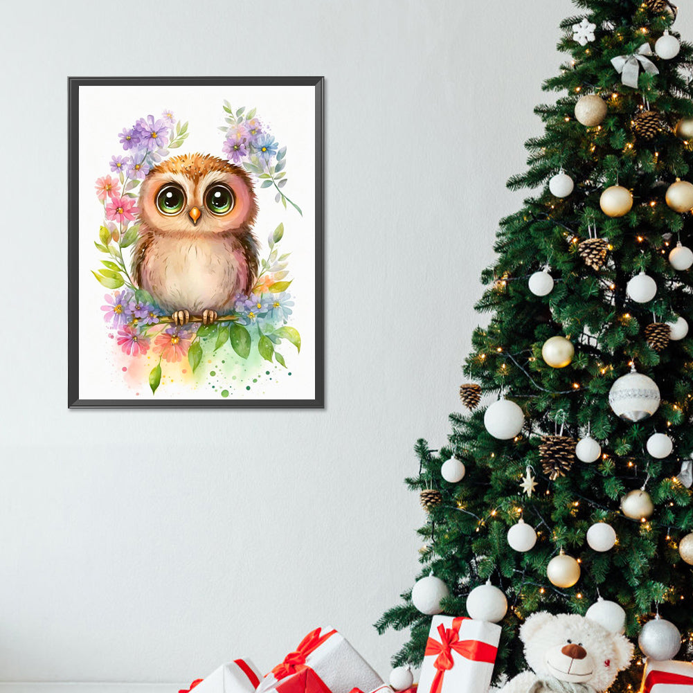 Owl - Full Round Drill Diamond Painting 30*40CM