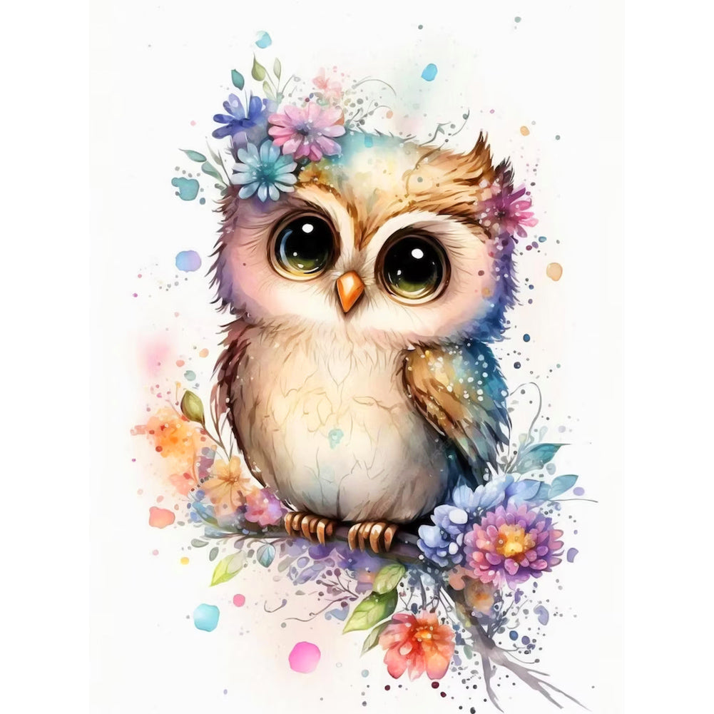 Owl - Full Round Drill Diamond Painting 30*40CM