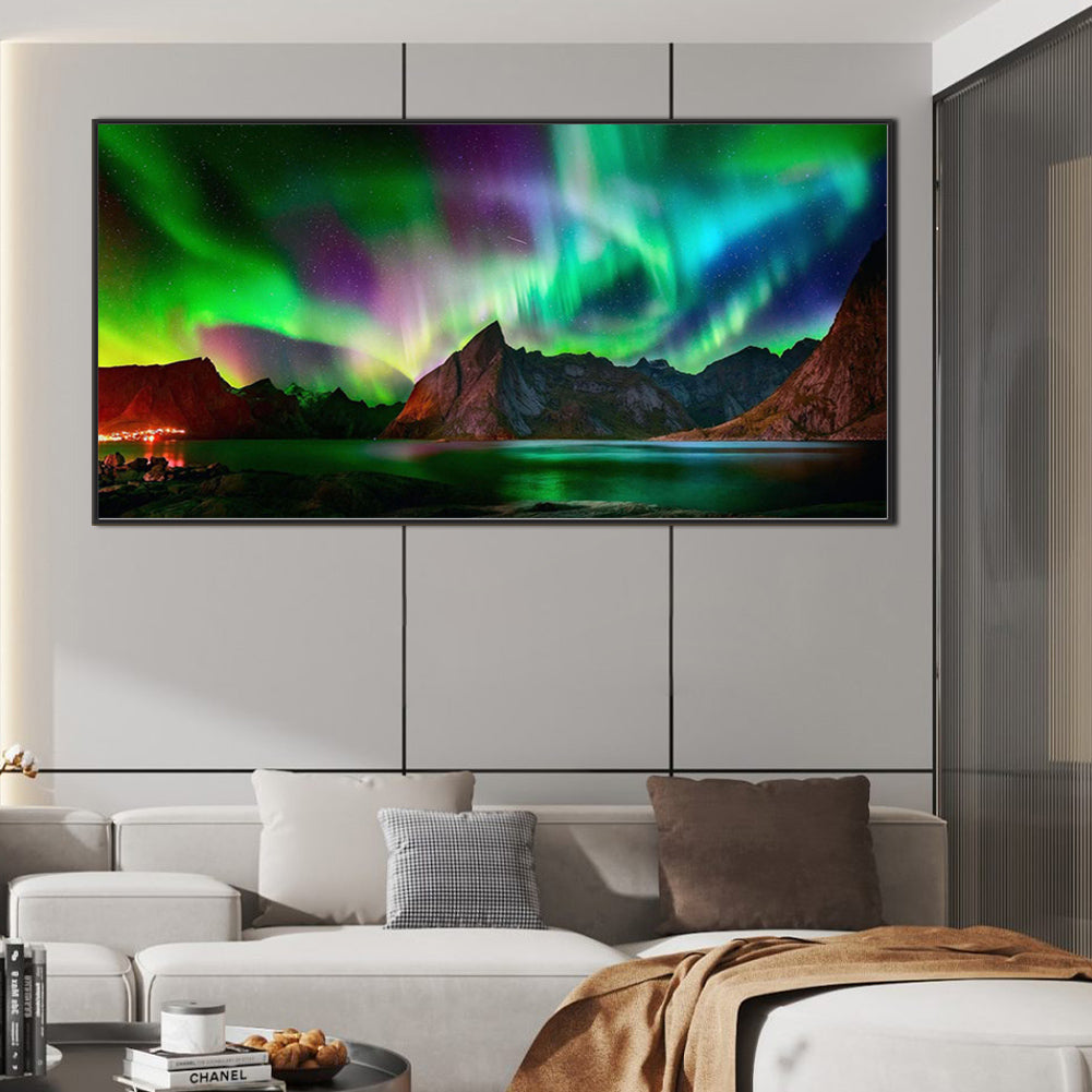 Aurora At Night - Full Round AB Drill Diamond Painting 80*40CM