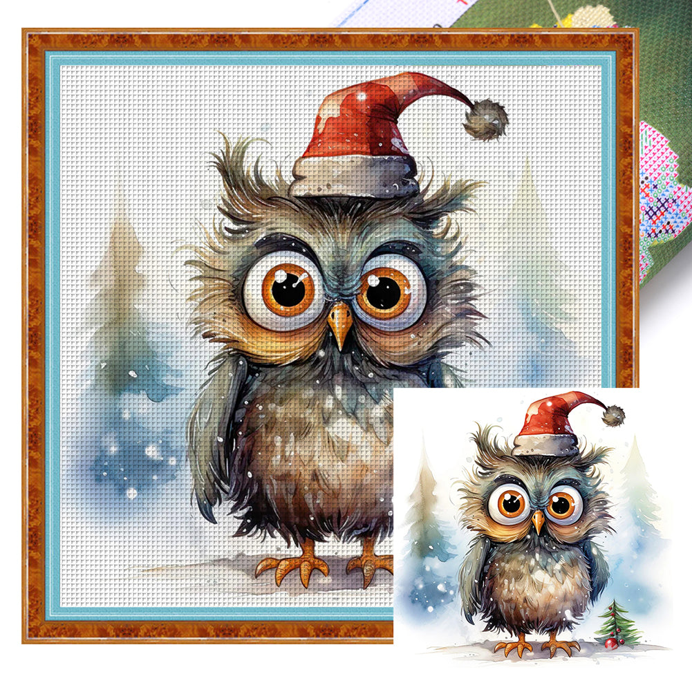 Christmas Owl - 18CT Stamped Cross Stitch 20*20CM