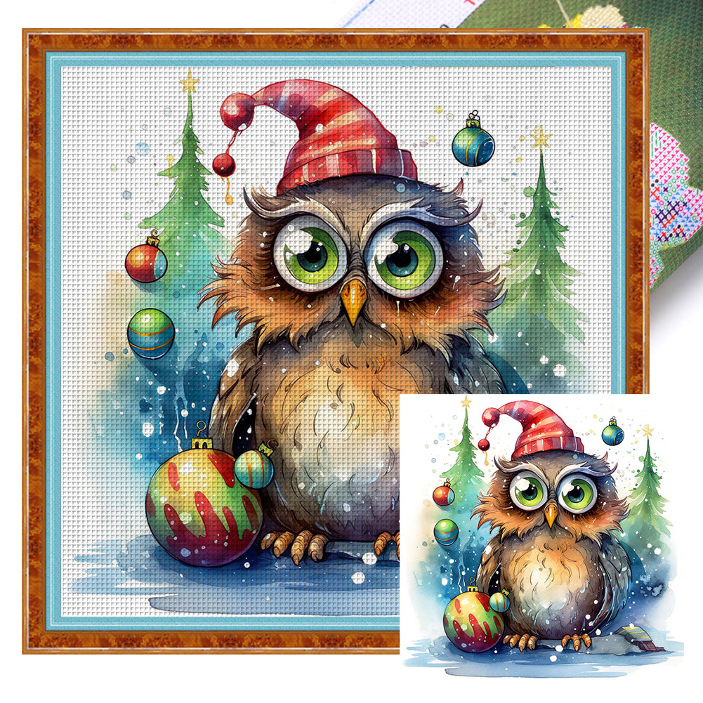 Christmas Owl - 18CT Stamped Cross Stitch 20*20CM