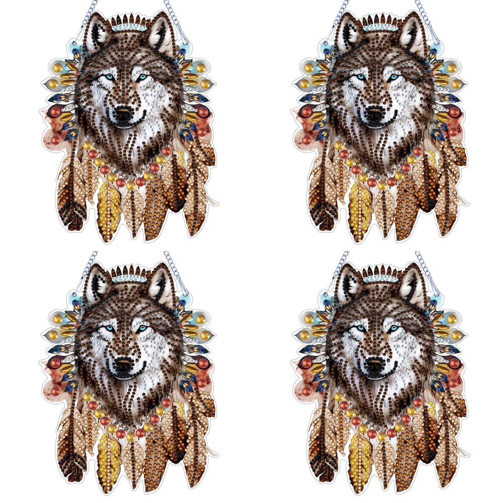 Special Shape DIY Diamond Painting Ornaments Wolf Head Full Drill Art Kit (#6)