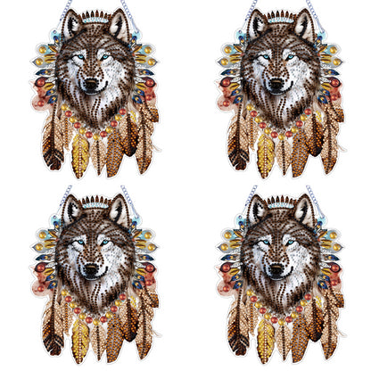 Special Shape DIY Diamond Painting Ornaments Wolf Head Full Drill Art Kit (#6)