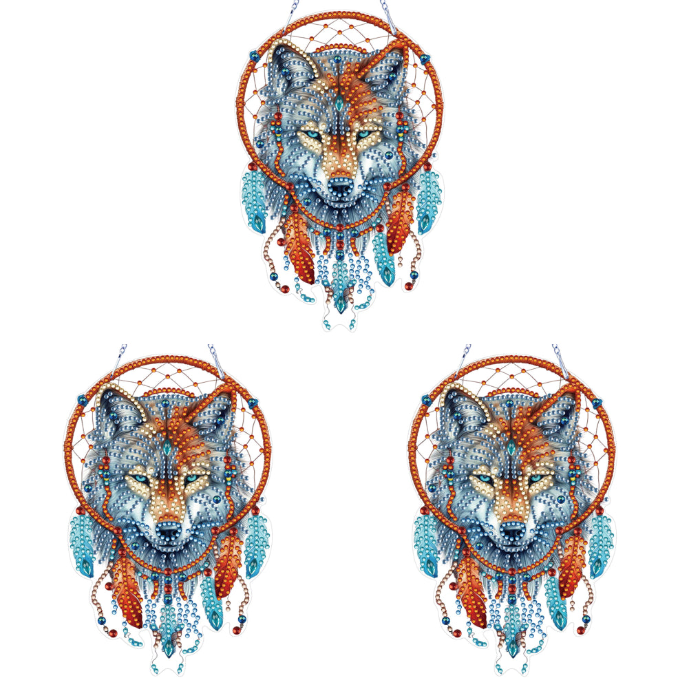 Special Shape DIY Diamond Painting Ornaments Wolf Head Full Drill Art Kit (#3)