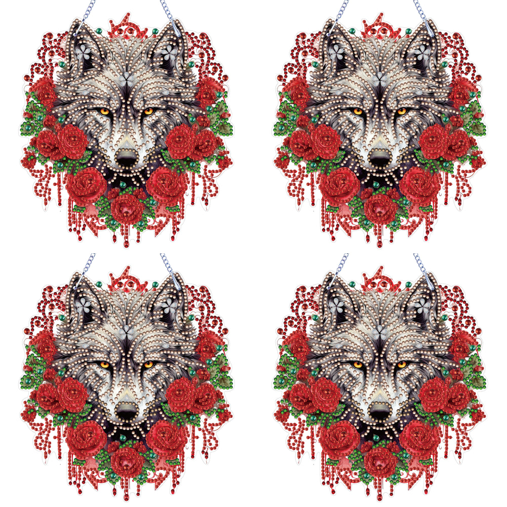 Special Shape DIY Diamond Painting Ornaments Wolf Head Full Drill Art Kit (#1)