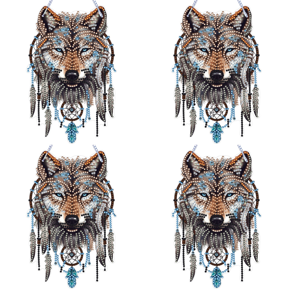 Special Shape DIY Diamond Painting Ornaments Wolf Head Full Drill Art Kit (#4)