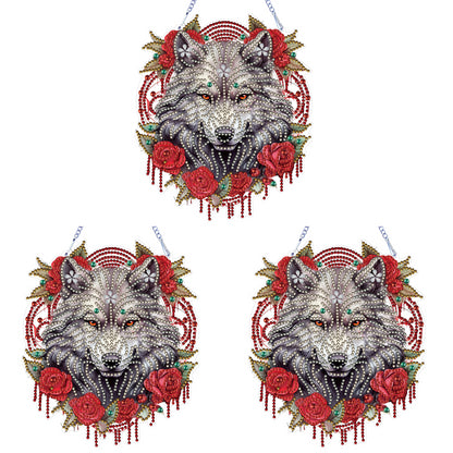 Special Shape DIY Diamond Painting Ornaments Wolf Head Full Drill Art Kit (#2)