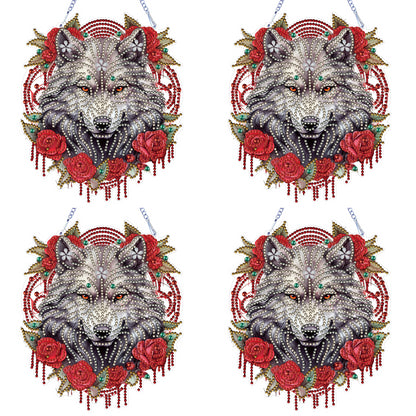 Special Shape DIY Diamond Painting Ornaments Wolf Head Full Drill Art Kit (#2)