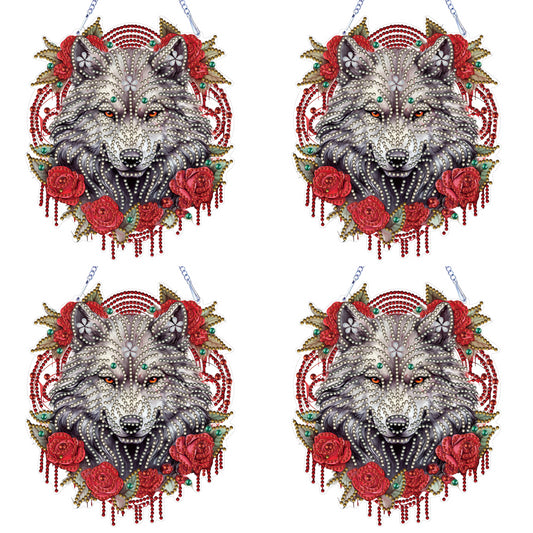 Special Shape DIY Diamond Painting Ornaments Wolf Head Full Drill Art Kit (#2)