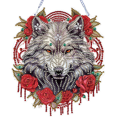 Special Shape DIY Diamond Painting Ornaments Wolf Head Full Drill Art Kit (#2)