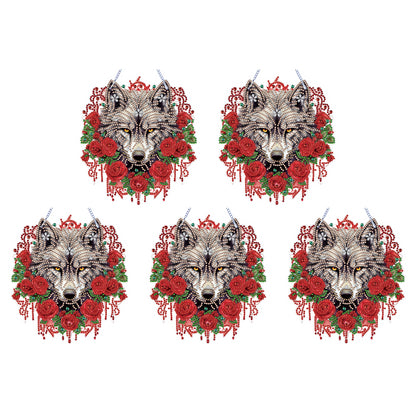 Special Shape DIY Diamond Painting Ornaments Wolf Head Full Drill Art Kit (#1)