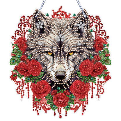 Special Shape DIY Diamond Painting Ornaments Wolf Head Full Drill Art Kit (#1)