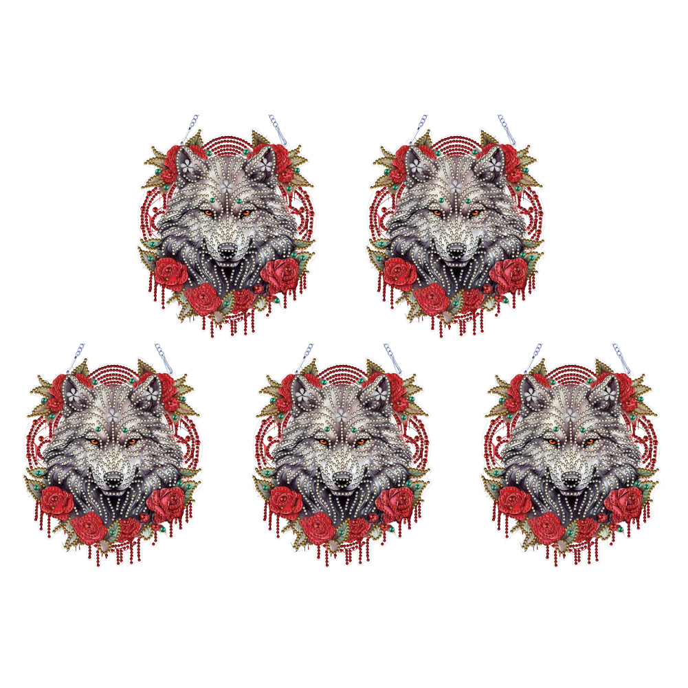 Special Shape DIY Diamond Painting Ornaments Wolf Head Full Drill Art Kit (#2)