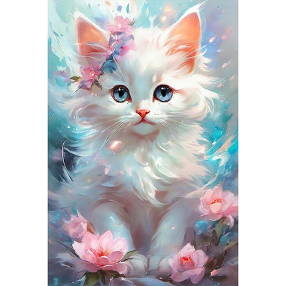 Kitten Standing On Flower Branch - Full Round Drill Diamond Painting 40*60CM