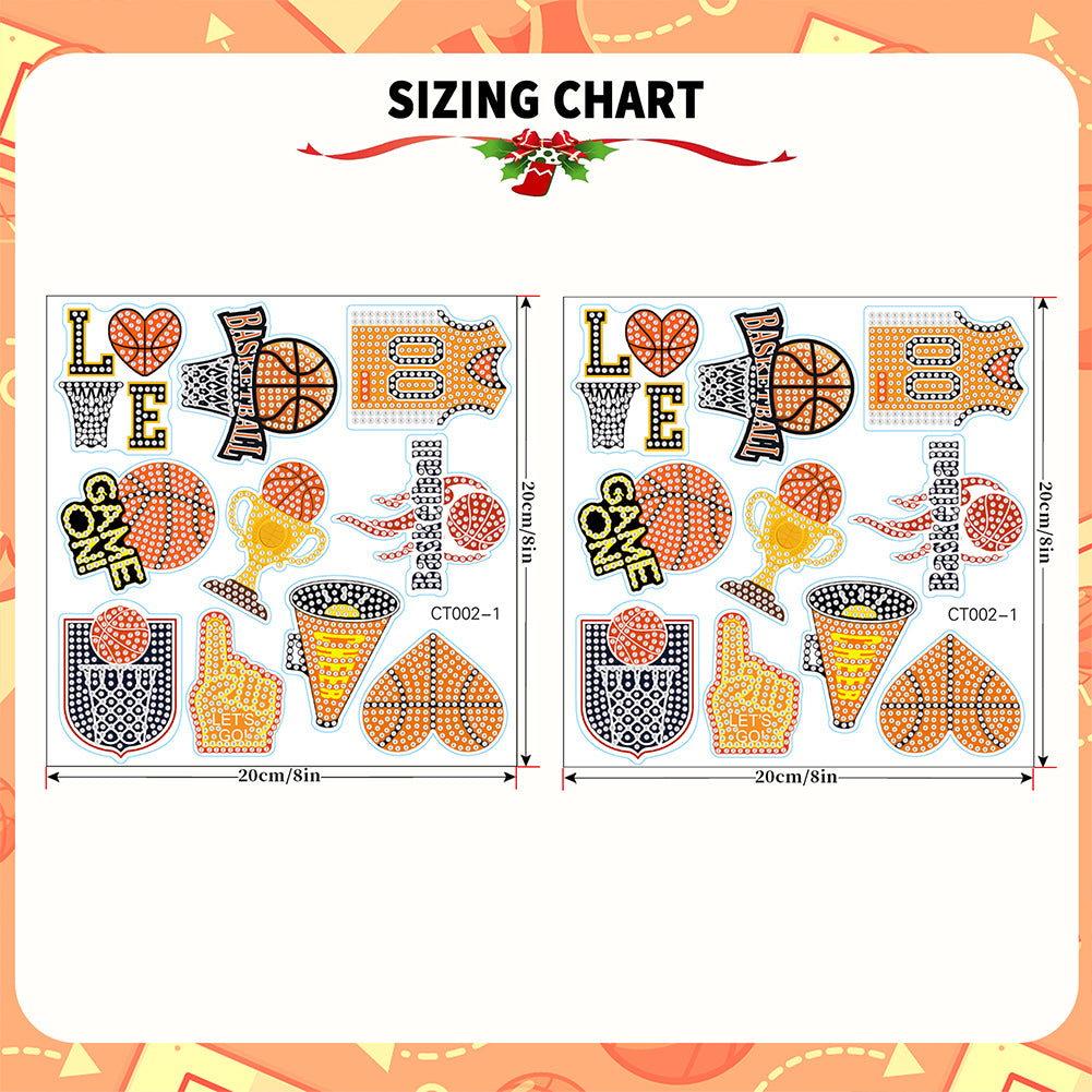 2 PCS Basketball Round Diamond Painting Magnet Refrigerator for Fridge Car Decor