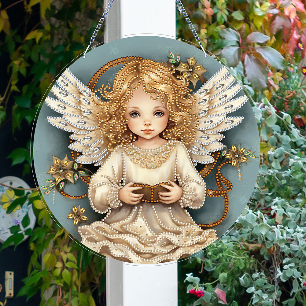 Angel Girl Single-Sided Diamond Painting Hanging Pendant for Home Wall Decor(#2)