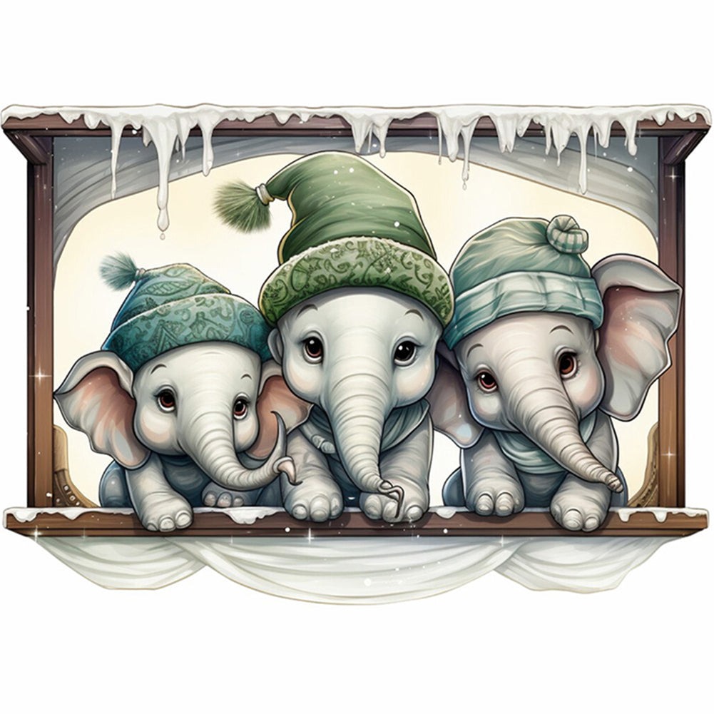 Christmas Elephant - 18CT Counted Cross Stitch 30*30CM