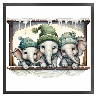 Christmas Elephant - 18CT Counted Cross Stitch 30*30CM