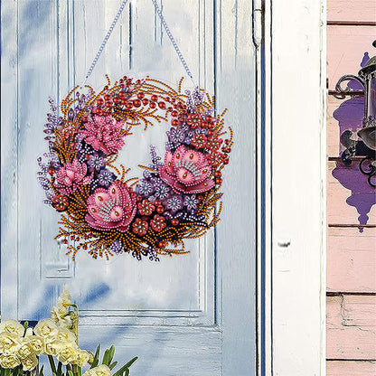 Christmas Flower Special Shaped+Round Diamond Painting Wall Decor Wreath (#2)