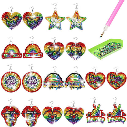 10 Pairs Double Sided Diamond Painting DIY Earring Making Kit (Rainbow)