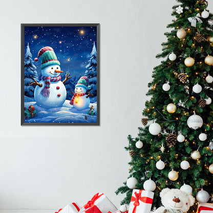 Snowman And Baby - Full Round Drill Diamond Painting 30*40CM