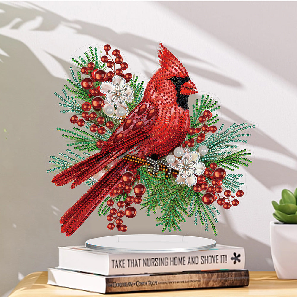 Acrylic Cardinal Diamonds Painting Desktop Decorations for Adults Beginner