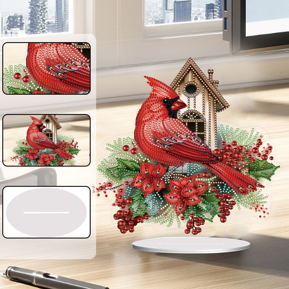 Acrylic Cardinal Diamonds Painting Desktop Decorations for Adults Beginner