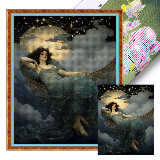 Moon Goddess - 11CT Stamped Cross Stitch 40*50CM